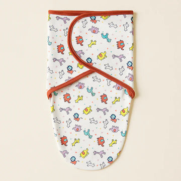 Baby Adjustable White Swaddle Stars Animals - Sunshine