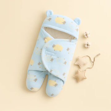 Baby Fleece Swaddle Sheep Blue - Sunshine