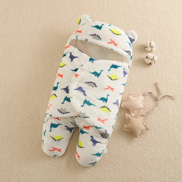 Baby Fleece Swaddle Dinosaur White - Sunshine