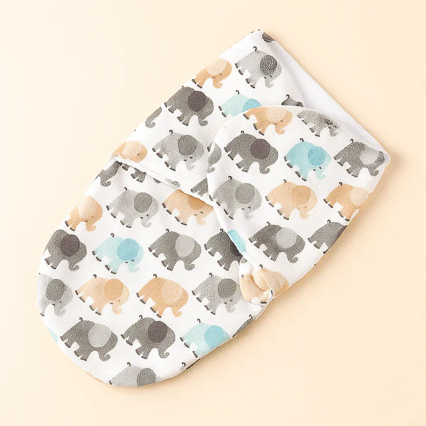 Baby Fleece Swaddle Elephant White - Sunshine