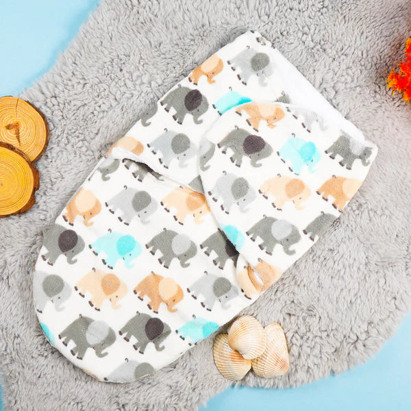Baby Fleece Swaddle Elephant White - Sunshine